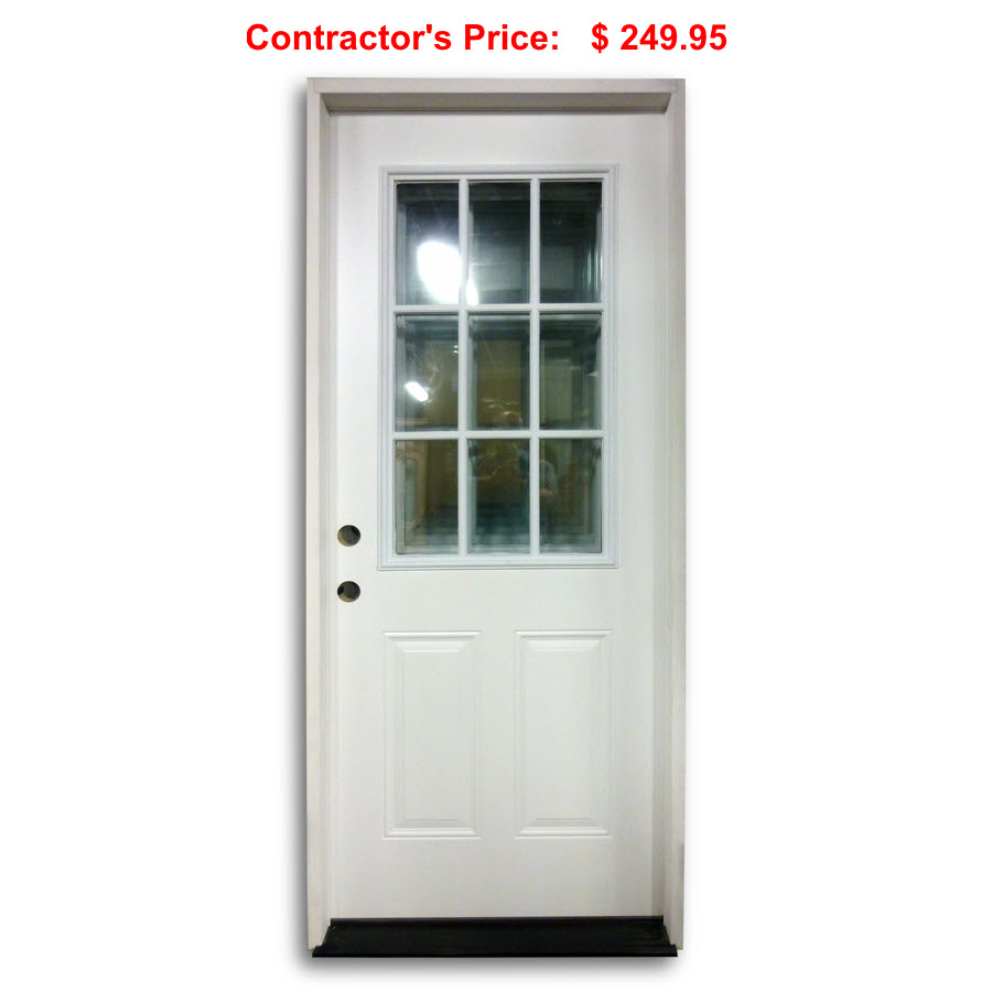 36 inch PreHung Steel Door 9 Lite Home Surplus