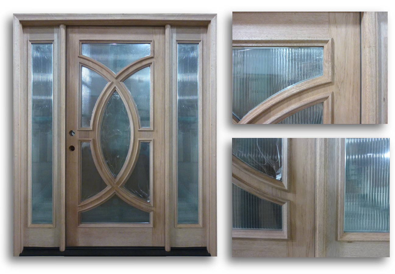 Pre-hung Mahogany Exterior Door with Reeded Glass and 2 Sidelites ... Pre-hung Mahogany Exterior Door with Reeded Glass and 2 Sidelites ...