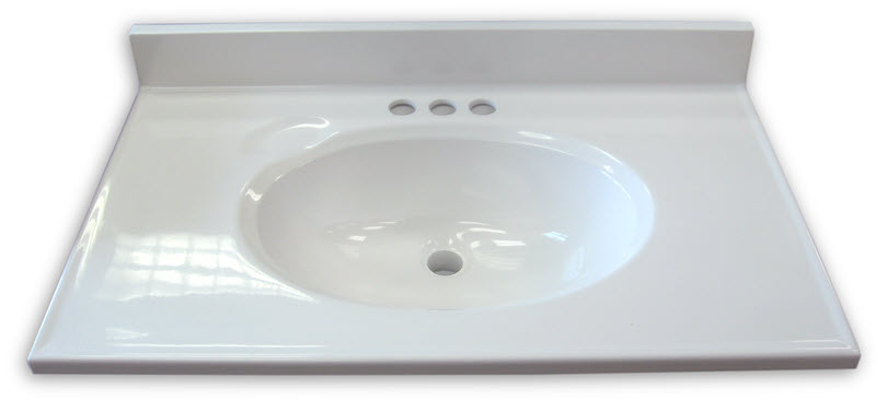 White Cultured Marble Integral Bathroom Vanity Top