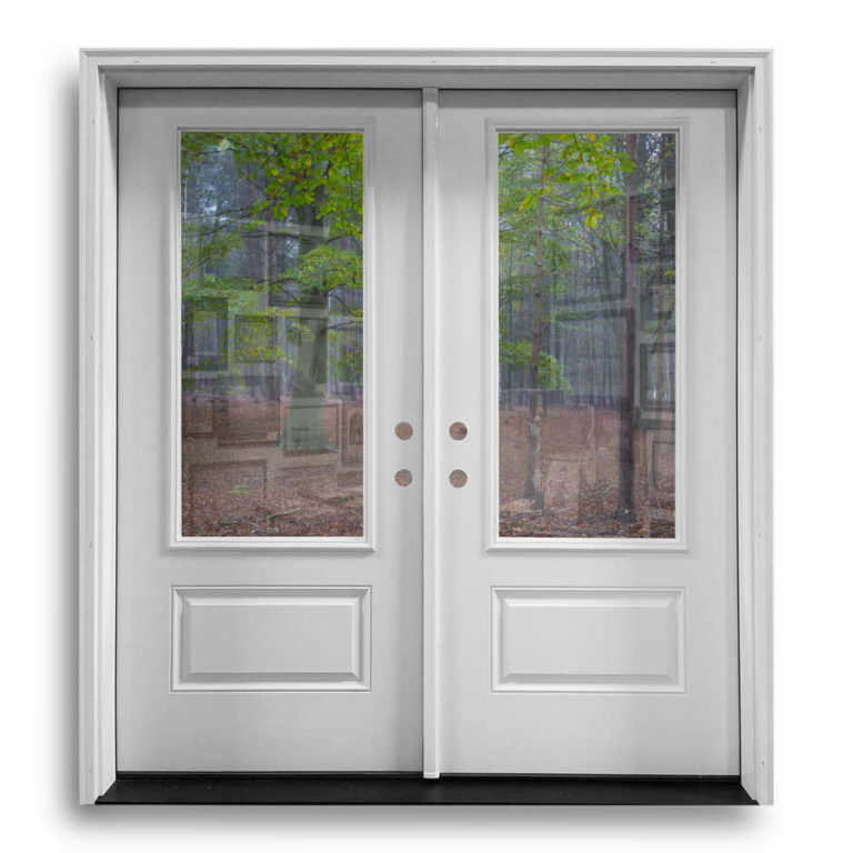 PreHung Fiberglass Double Doors 3QTR Clear Primed PreHung Fiberglass Double Doors 3QTR Clear Primed