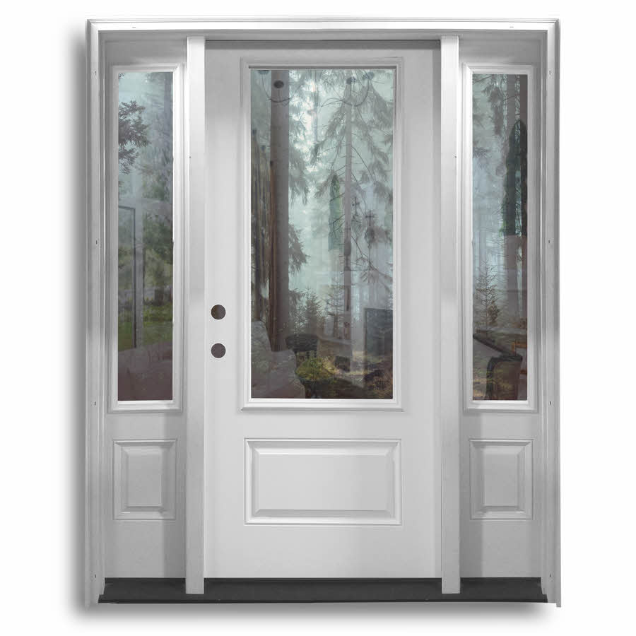 Pre Hung Fiberglass Door 2 Sidelites 3qtr Clear Primed White