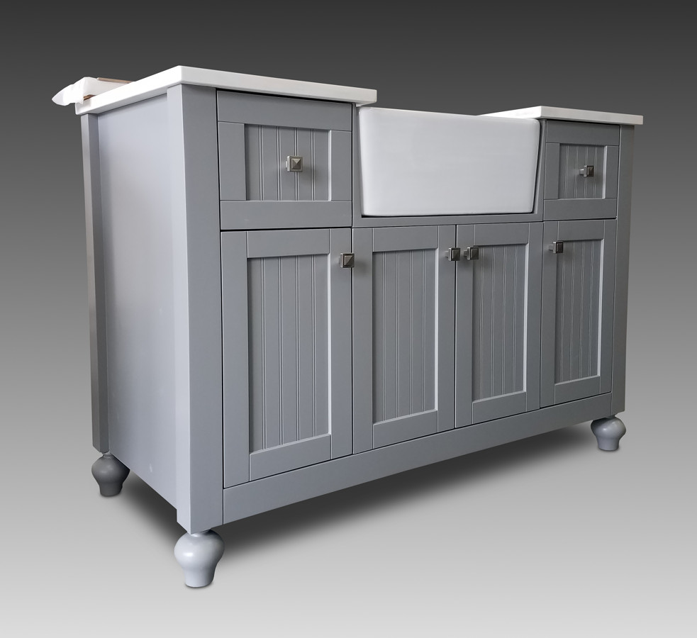 Grey - Farmhouse Style Vanity - 48"w x 22"d x 34"h - With Quartz Top
