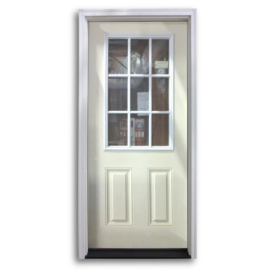 Pre-Hung 9 Lite Fiberglass Exterior Door - Primed White: Home Surplus