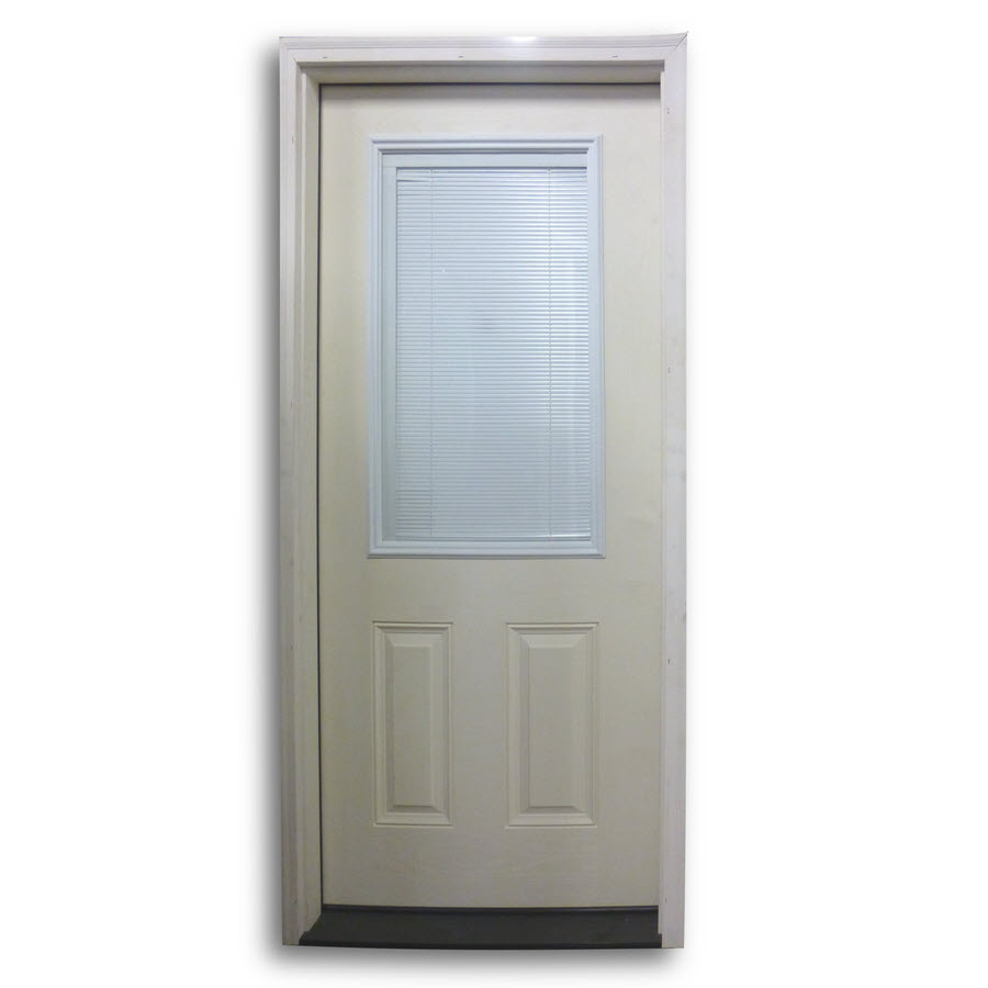 Pre Hung Fiberglass Door With Enclosed Mini Blinds Primed White