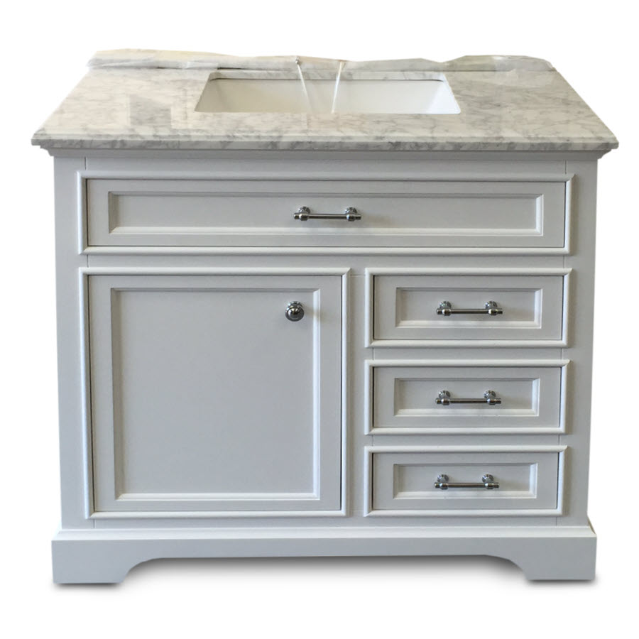 Milan Collection White Bath Vanity 36inch X 21inch 1 Door 3 Drawers Home Surplus