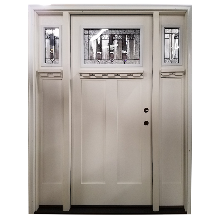 Brigantine White Exterior Fiberglass Door with 2 Sidelites RIGHT