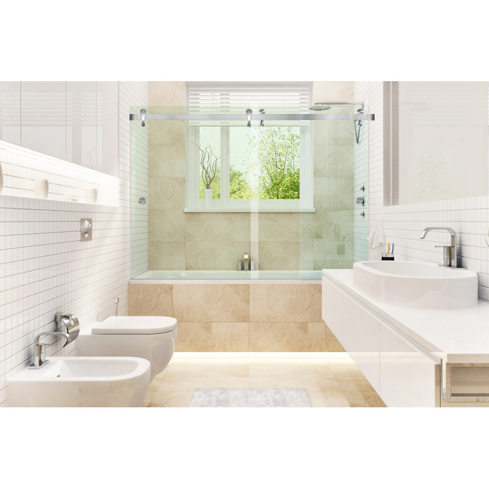 Hawaii Chrome 60 Wide 62 High Tempered Glass Shower Doors Home