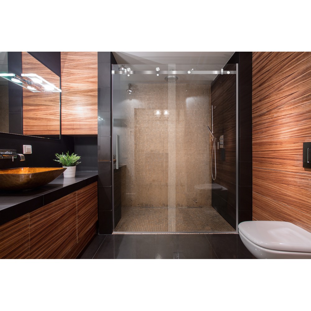 Bermuda Chrome 60 Wide X 76 High Tempered Glass Shower Doors