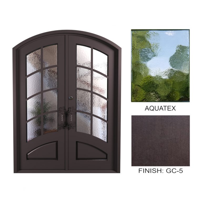8 Lite Iron Doors Double 72 x 96 Aquatex Glass RH Home Surplus