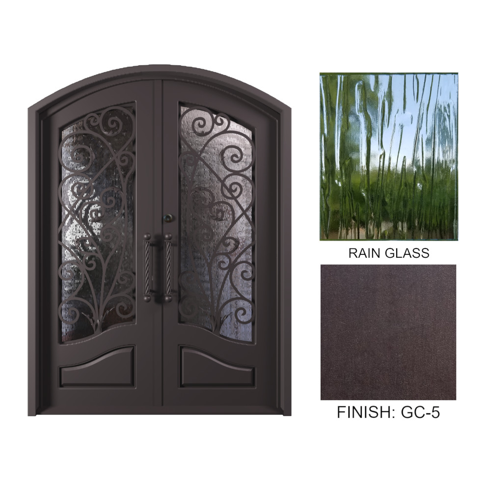 Florence Iron Doors Double 72 X 96 Rain Glass Rh Home Surplus